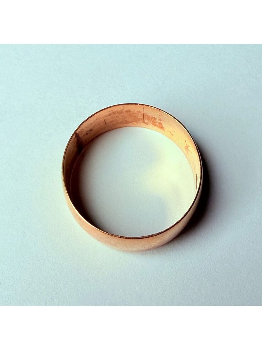 14k Solid Yellow Gold Classic Plain 6.5mm Wide Band Ring Vintage - Picture 2 of 8